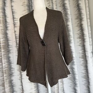 VENUE Cardigan Sweater Womens S Brown One Button Front Waterfall Hem